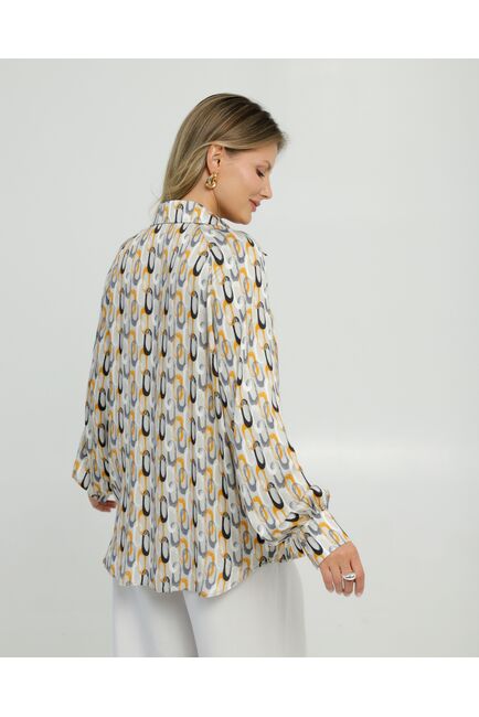 Женская рубашка в прямом силуэте из вискозы с пышным рукавом 8848 от byME 