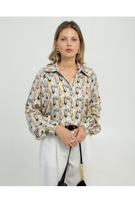 Женская рубашка в прямом силуэте из вискозы с пышным рукавом 8848 от byME 