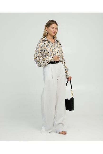 Женская рубашка в прямом силуэте из вискозы с пышным рукавом 8848 от byME 