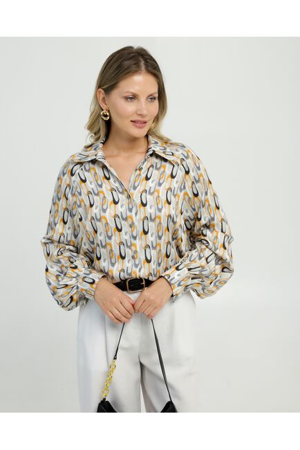 Женская рубашка в прямом силуэте из вискозы с пышным рукавом 8848 от byME 