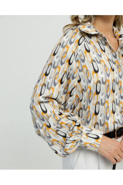 Женская рубашка в прямом силуэте из вискозы с пышным рукавом 8848 от byME 