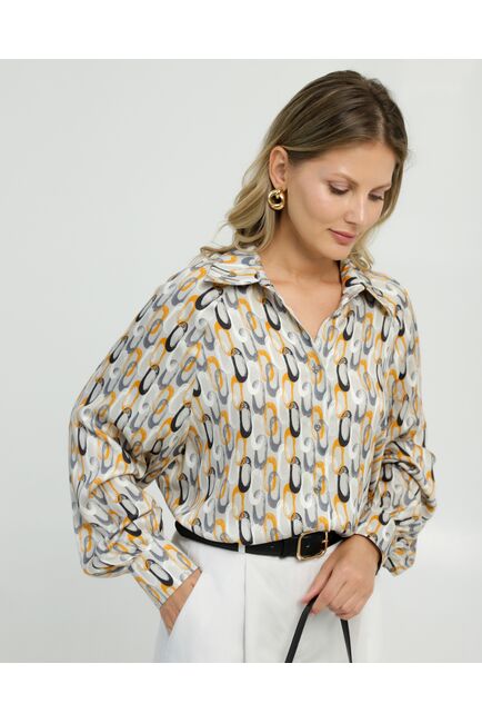 Женская рубашка в прямом силуэте из вискозы с пышным рукавом 8848 от byME 