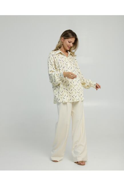 Женская рубашка в прямом силуэте с пышным рукавом принт ежевика 8849 от byME 