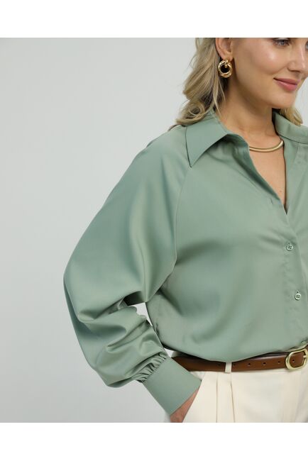 Женская рубашка из бамбука зелёная  8850 от byME 