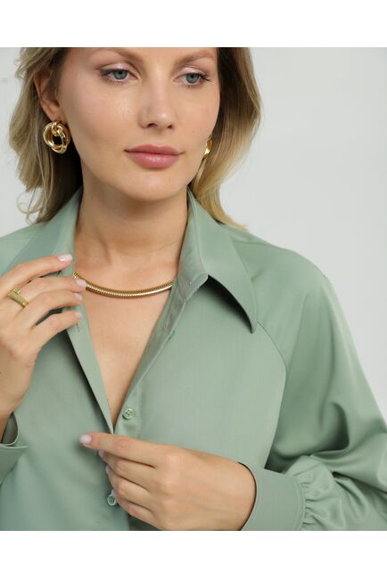 Женская рубашка из бамбука зелёная  8850 от byME 