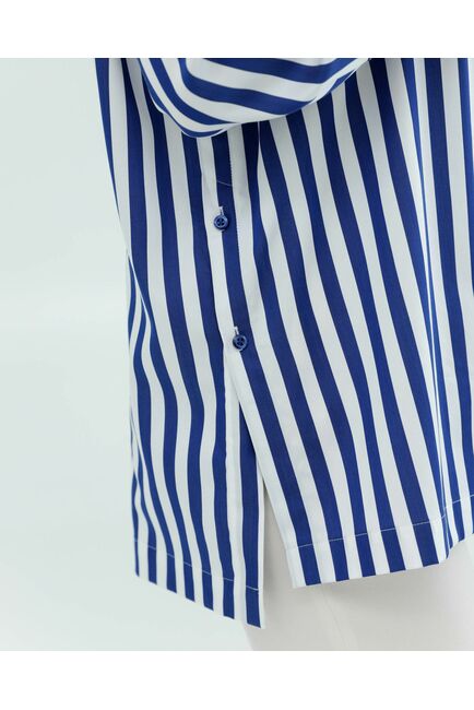 Женская рубашка из хлопка и тенсела в синюю полоску 8856 от byME 