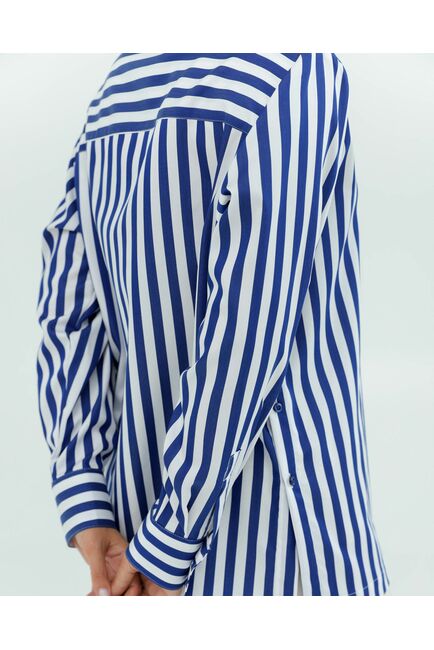 Женская рубашка из хлопка и тенсела в синюю полоску 8856 от byME 