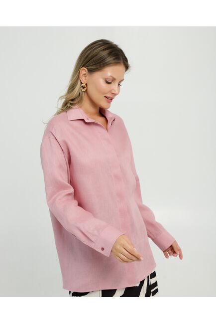 Женская рубашка из льна с универсальным манжетом прямого силуэта-8862 от byME 