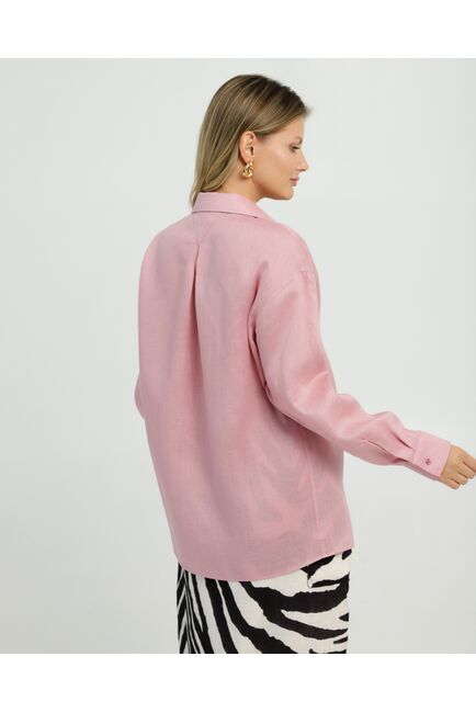 Женская рубашка из льна с универсальным манжетом прямого силуэта-8862 от byME 