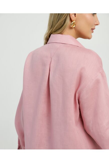 Женская рубашка из льна с универсальным манжетом прямого силуэта-8862 от byME 