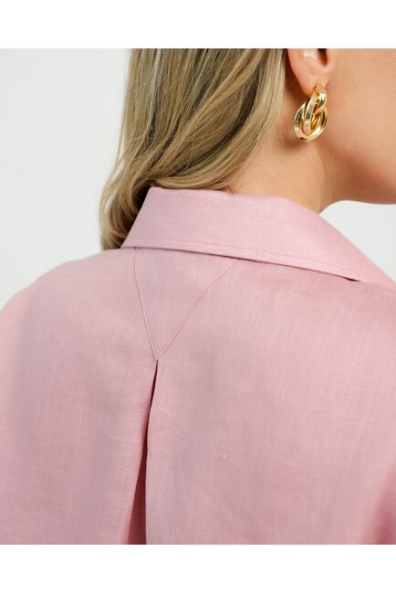 Женская рубашка из льна с универсальным манжетом прямого силуэта-8862 от byME 