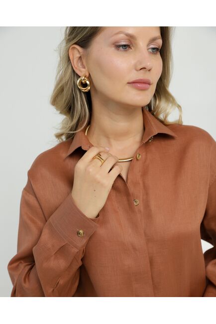 Женская рубашка изо льна  в коричневом цвете  8863 от byME 