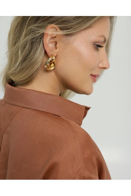 Женская рубашка изо льна  в коричневом цвете  8863 от byME 