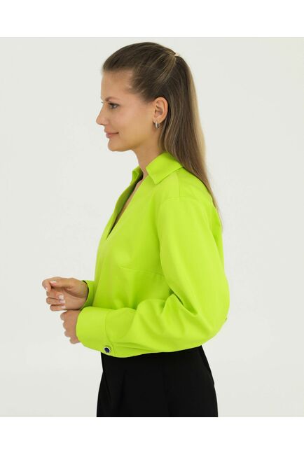 Рубашка из лиоцелла зеленый неон с лентой 8864 от ByME 