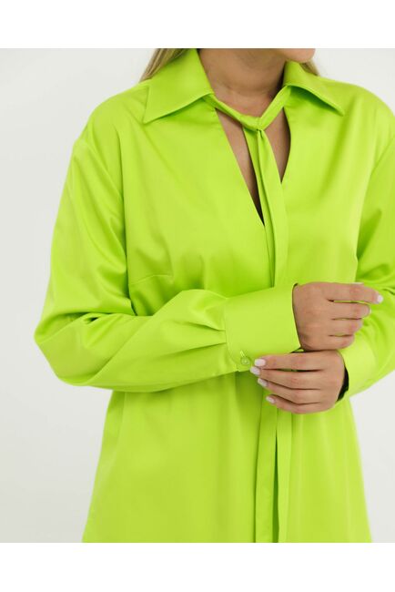 Рубашка из лиоцелла зеленый неон с лентой 8864 от ByME 