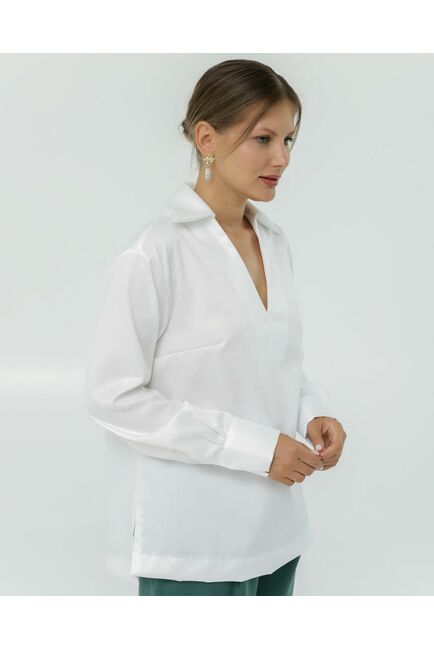 Рубашка хлопковая белая с лентой 8865 от byME 