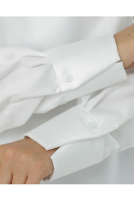 Рубашка хлопковая белая с лентой 8865 от byME 