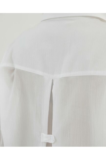 Рубашка хлопковая белая из ткани жатой фактуры 8868 от byME 