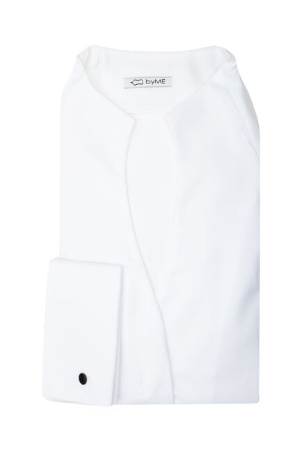 Рубашка хлопковая  белая с воротником стойкой и манжетой под запонки 8870 от byME 