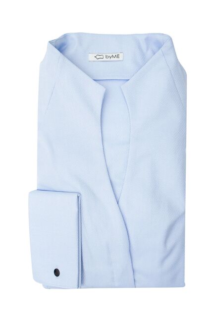 Рубашка хлопковая голубая с воротником стойкой и манжетой под запонки 8871 от byME 