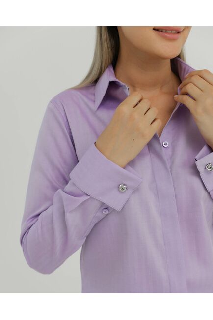 Рубашка хлопковая сиреневая под запонки 8875 от byME 