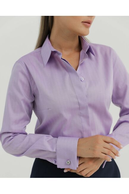 Рубашка хлопковая сиреневая под запонки 8875 от byME 
