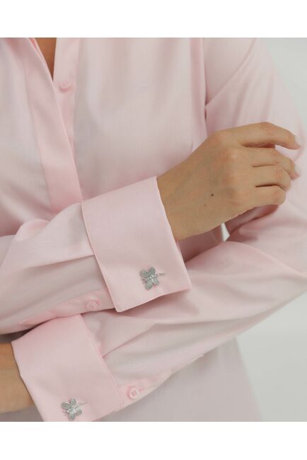 Рубашка хлопковая розовая под запонки 8877 от byME 