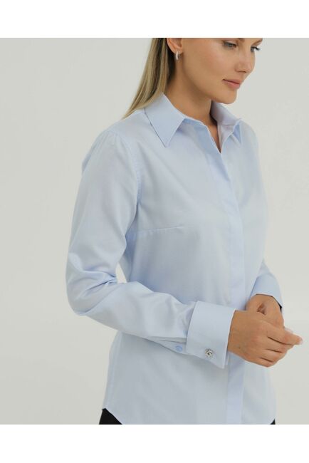 Рубашка хлопковая голубая под запонки 8879 от byME 