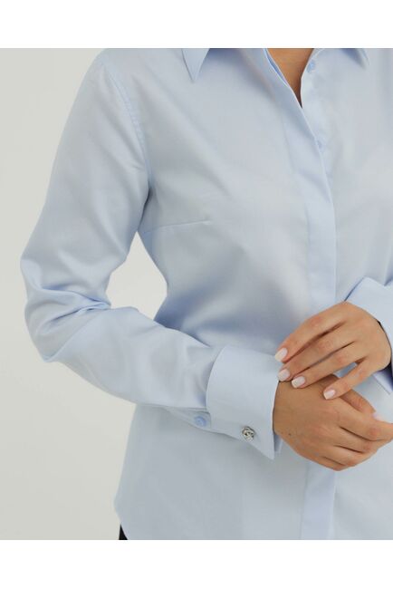 Рубашка хлопковая голубая под запонки 8879 от byME 