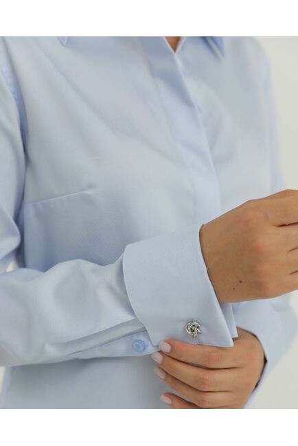 Рубашка хлопковая голубая под запонки 8879 от byME 