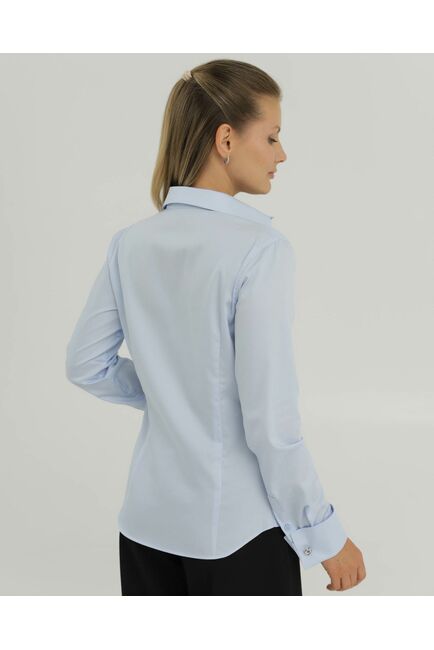 Рубашка хлопковая голубая под запонки 8879 от byME 