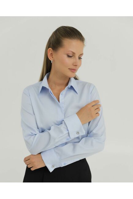 Рубашка хлопковая голубая под запонки 8879 от byME 