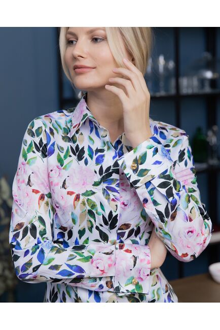 Рубашка хлопковая принт цветы под запонки 8881 от byME 