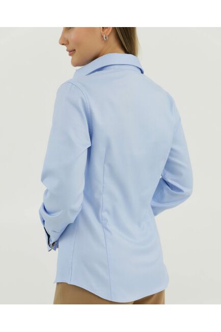 Рубашка хлопковая  под запонки голубая с отделкой 8886 от byME 