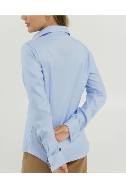 Рубашка хлопковая  под запонки голубая с отделкой 8886 от byME 