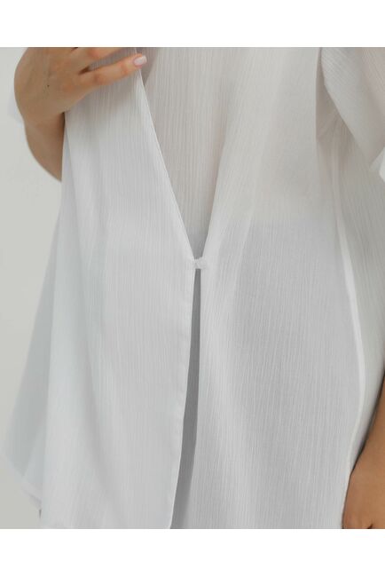 Рубашка хлопкавая  белая на запах из жатой фактуры 8887 от byME 