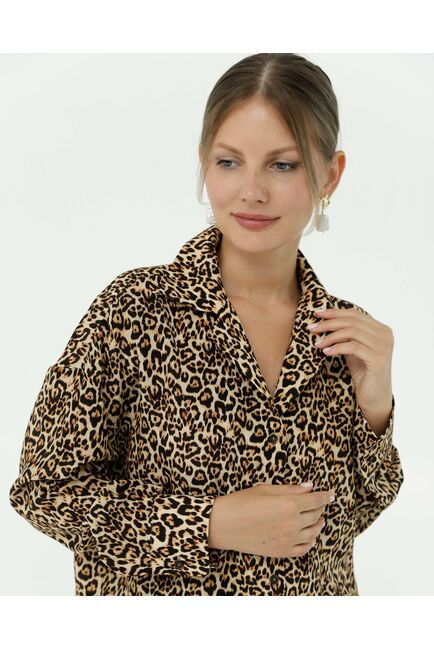 Рубашка шелковая принт леопард 8898 от byME 