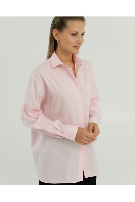 Рубашка хлопковая розовая оверсайз 8899 от byME 