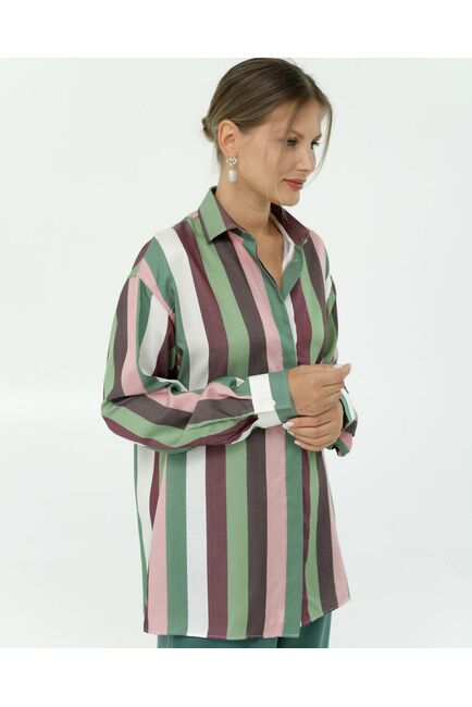 Рубашка из тенсела в полоску  8900 от byME 