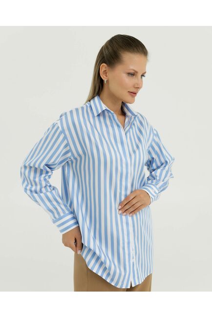Рубашка хлопковая в голубую полоску 8901 от byME 