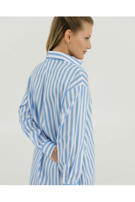 Рубашка хлопковая в голубую полоску 8901 от byME 