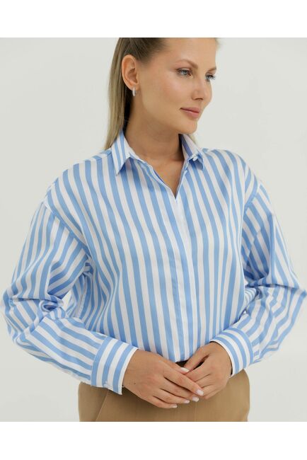 Рубашка хлопковая в голубую полоску 8901 от byME 