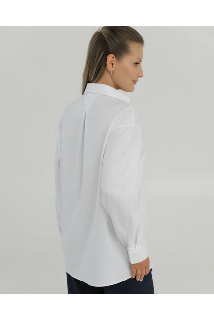 Рубашка хлопковая  белая фактура твилл 8904 от byME 