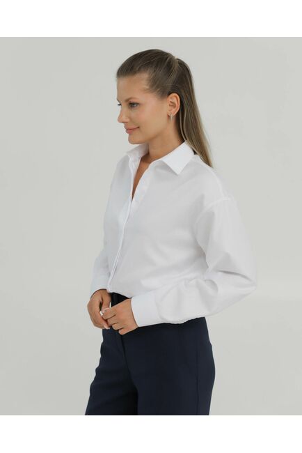 Рубашка хлопковая  белая фактура твилл 8904 от byME 