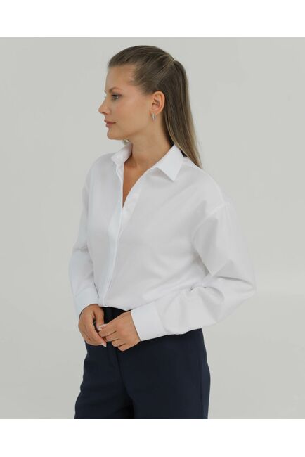 Рубашка хлопковая  белая фактура твилл 8904 от byME 