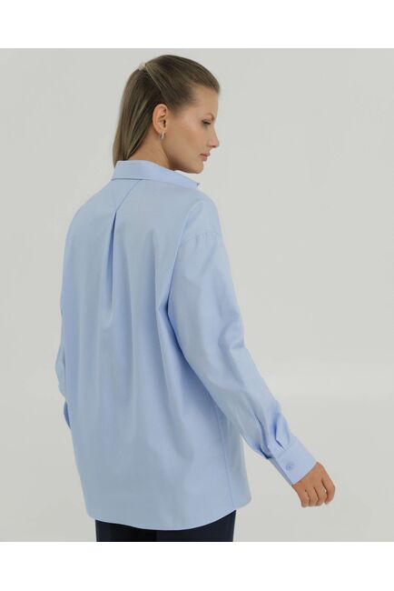 Рубашка хлопковая голубая фактура твилл 8905 от byME 