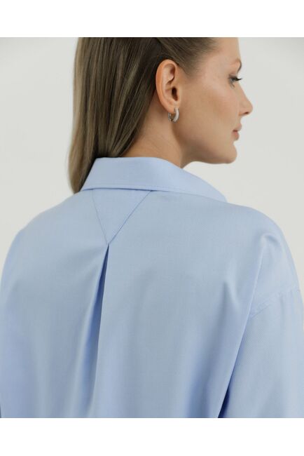 Рубашка хлопковая голубая фактура твилл 8905 от byME 