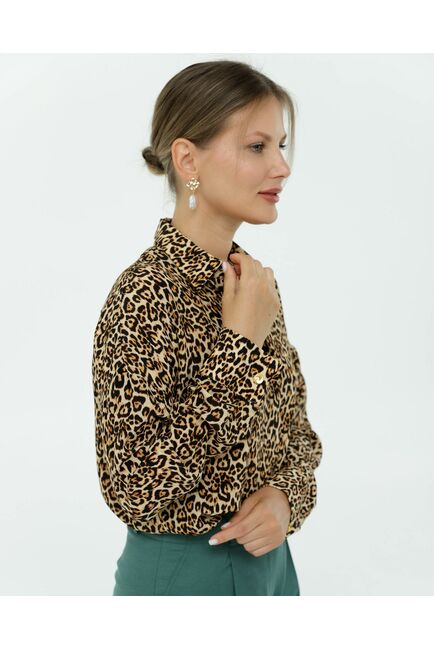 Рубашка шелковая принт леопард 8906 от byME 