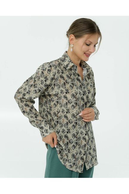 Рубашка шелковая принт рептилия 8907 от byME 