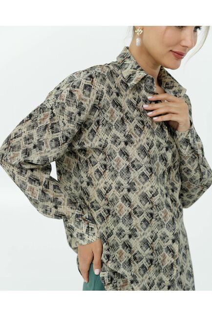 Рубашка шелковая принт рептилия 8907 от byME 